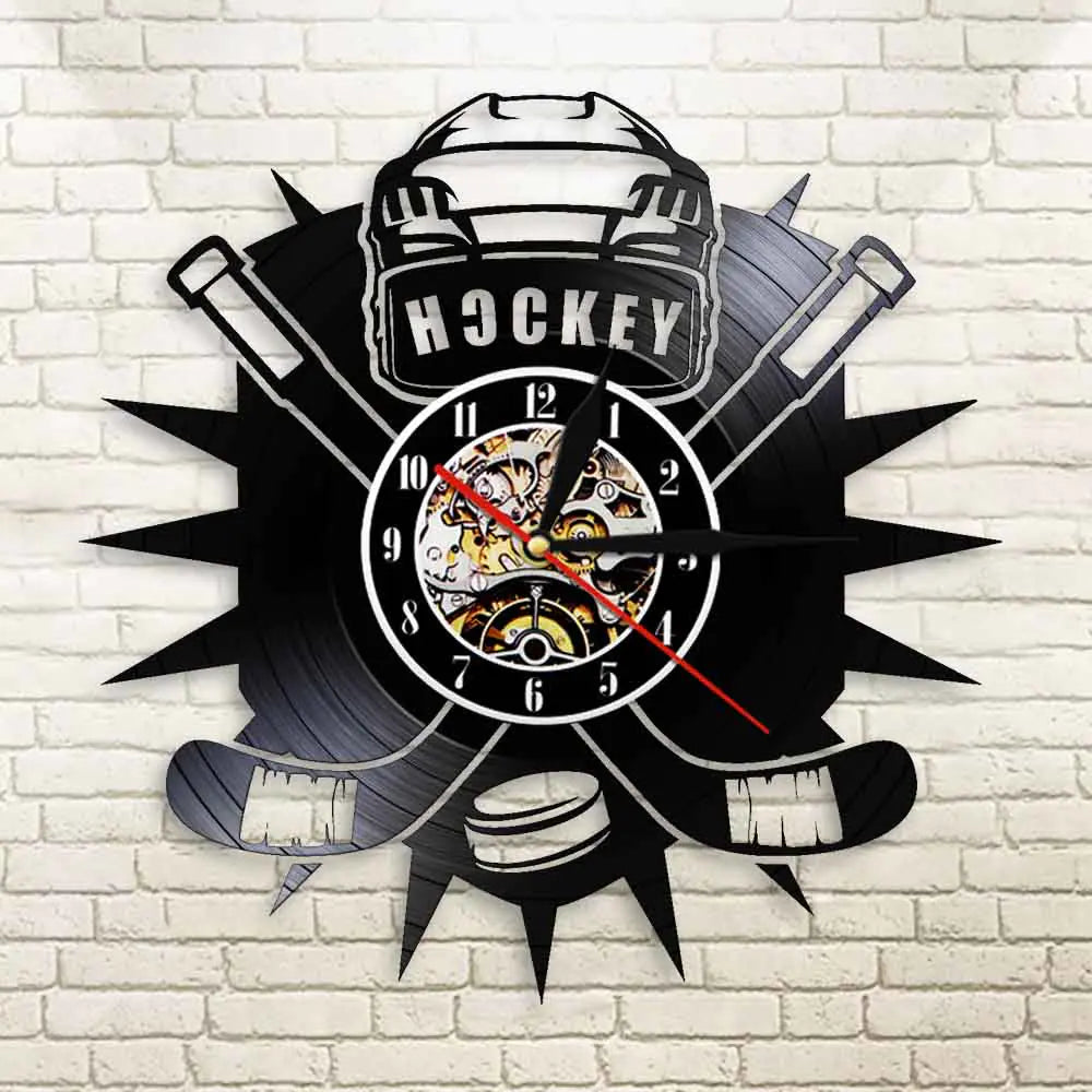 Hockey Sport Vinyl Record Wall Clock