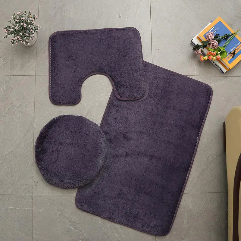 New Home Bathroom PV Velvet Toilet Seat Mat Set