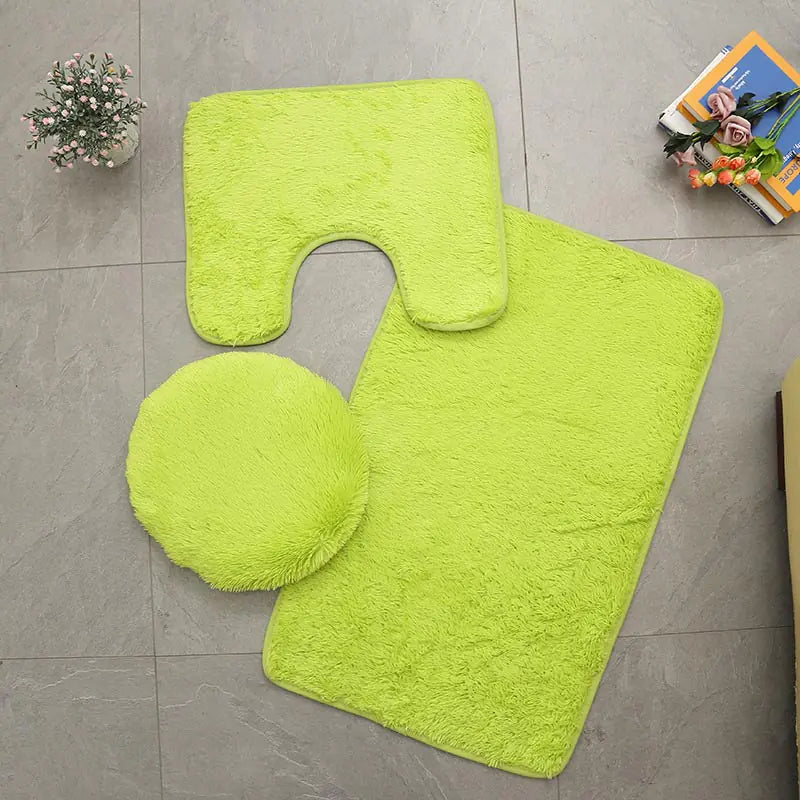 New Home Bathroom PV Velvet Toilet Seat Mat Set