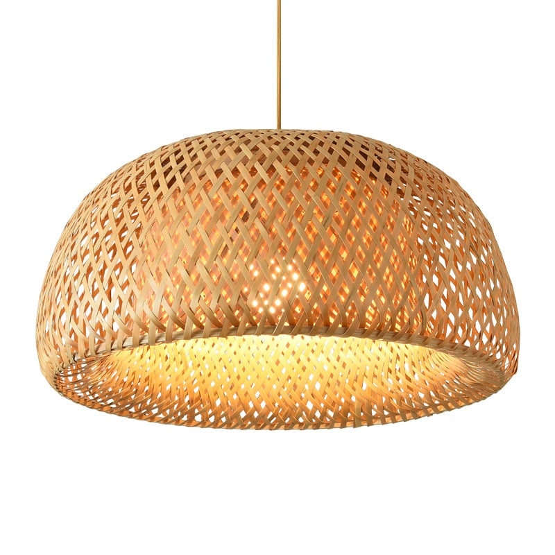 Bamboo Glow: Elegant Woven Pendant Ceiling Light