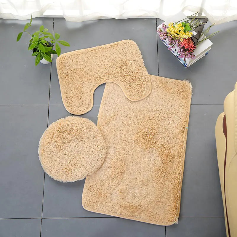 New Home Bathroom PV Velvet Toilet Seat Mat Set