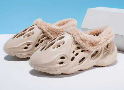 Outdoor Velvet Warm Cotton Synthetic Cover Plush Slide On Slides Shoes