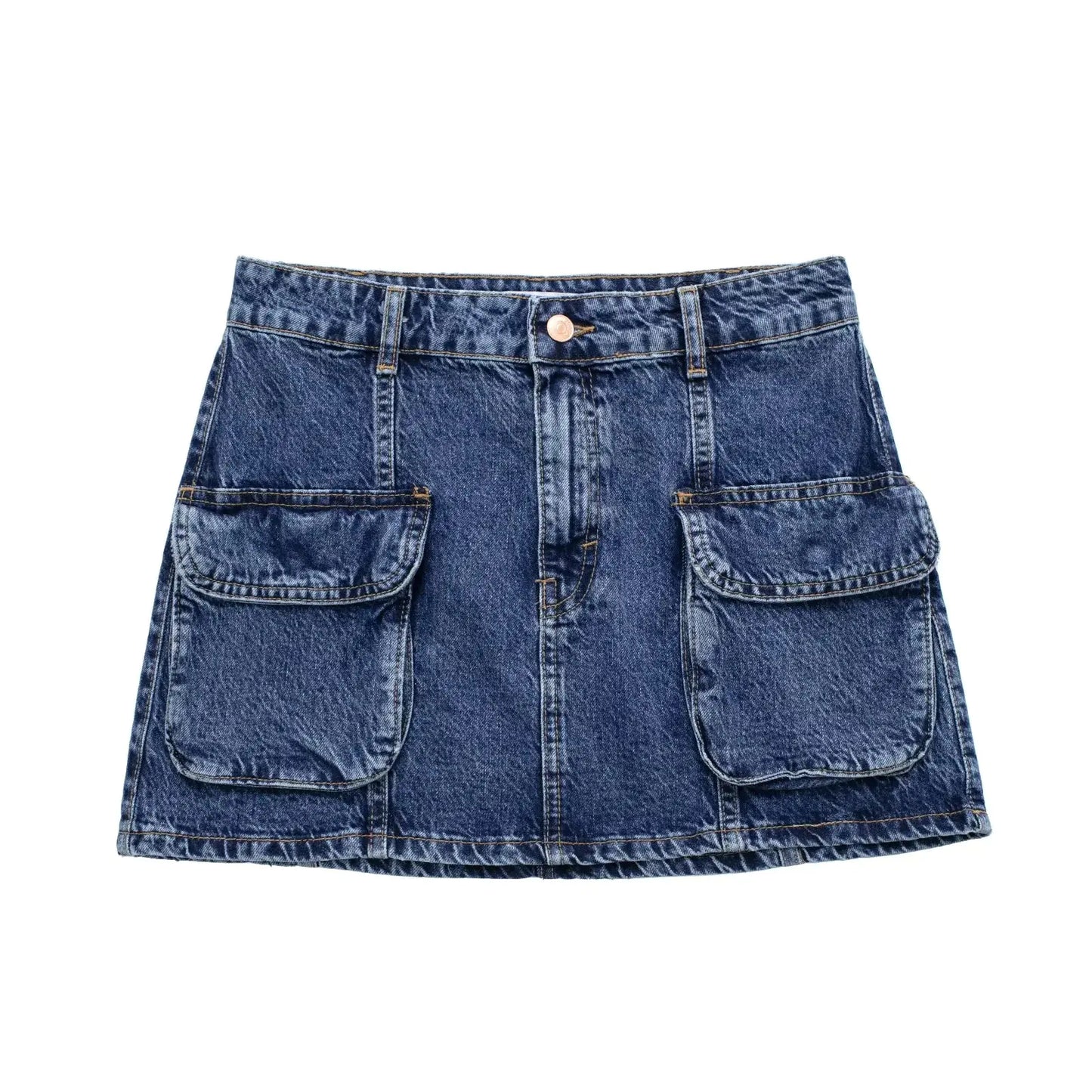 Spring Women's Fashion Pocket Denim Skirt