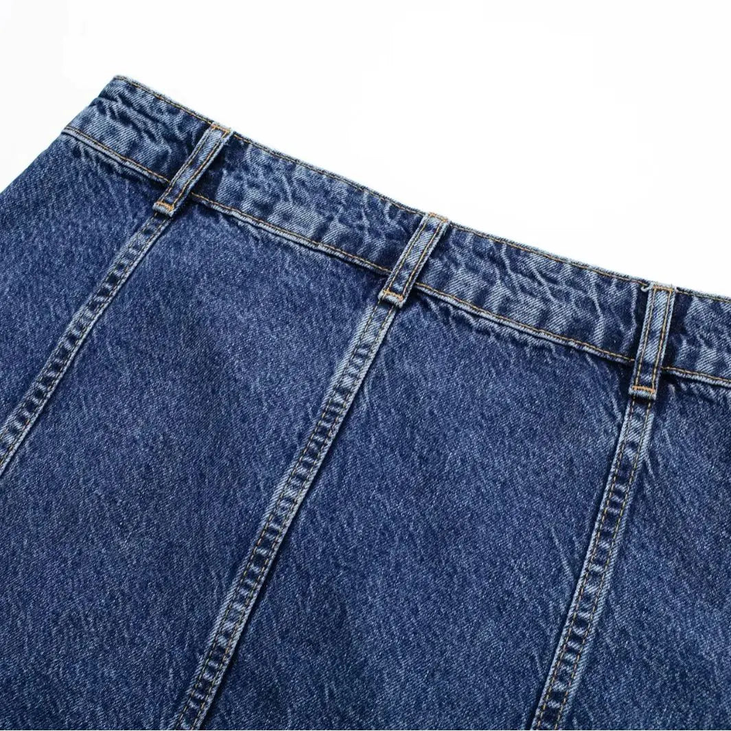 Spring Women's Fashion Pocket Denim Skirt