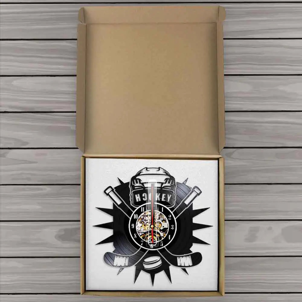 Hockey Sport Vinyl Record Wall Clock