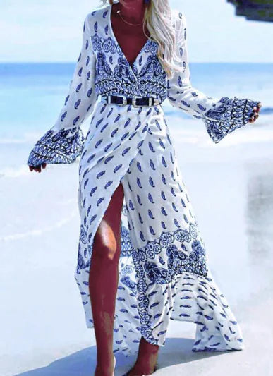 Bohemian Printed Maxi Dress for Beach Wear