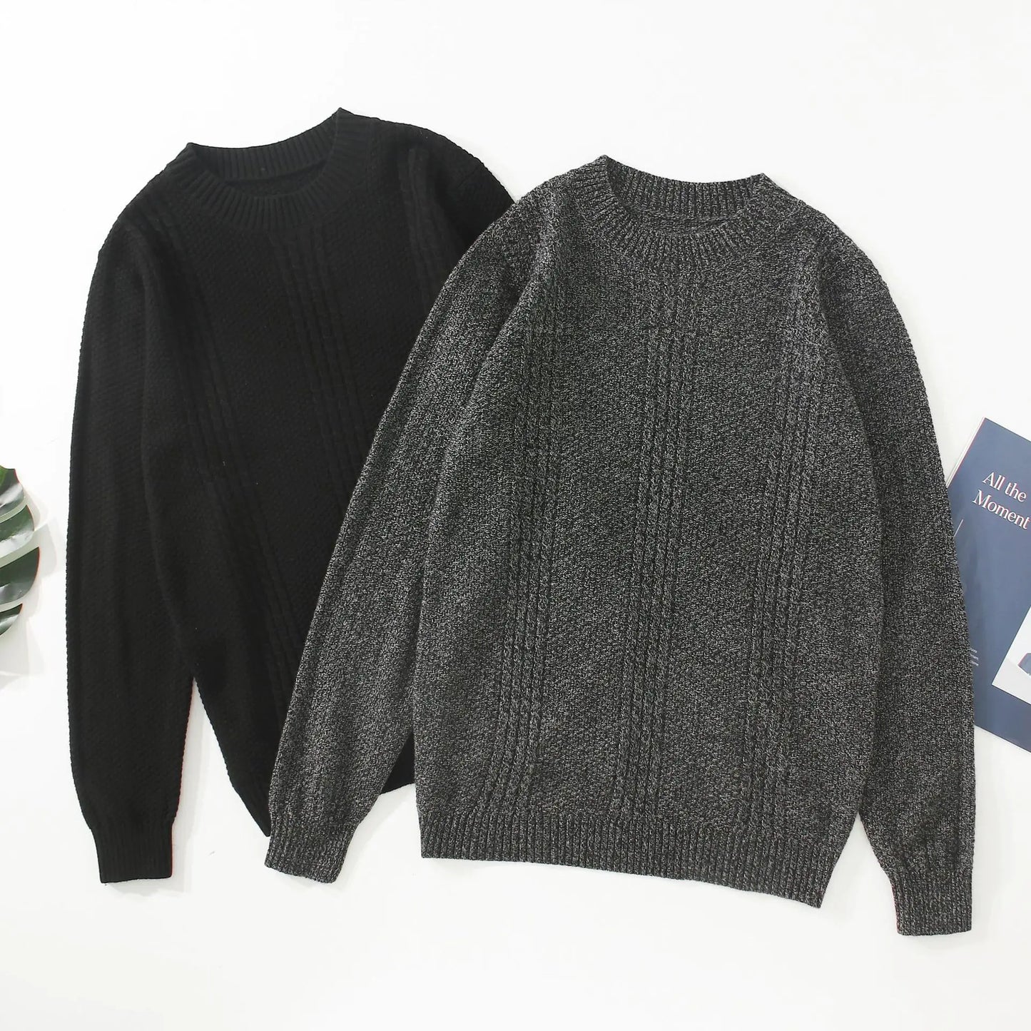 Basic All-Match Men's Knit Sweater for Autumn & Winter