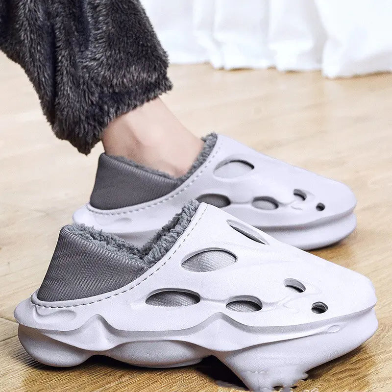 Outdoor Velvet Warm Cotton Synthetic Cover Plush Slide On Slides Shoes