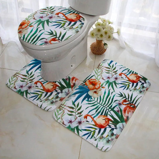 Green Non-Slip Absorbent Bathroom Floor Mat Set