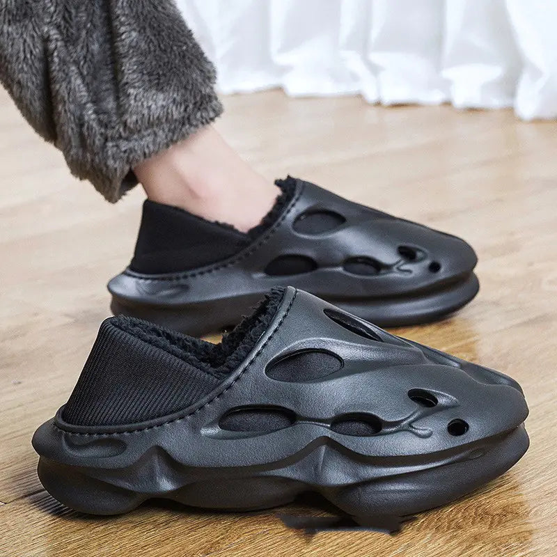 Outdoor Velvet Warm Cotton Synthetic Cover Plush Slide On Slides Shoes