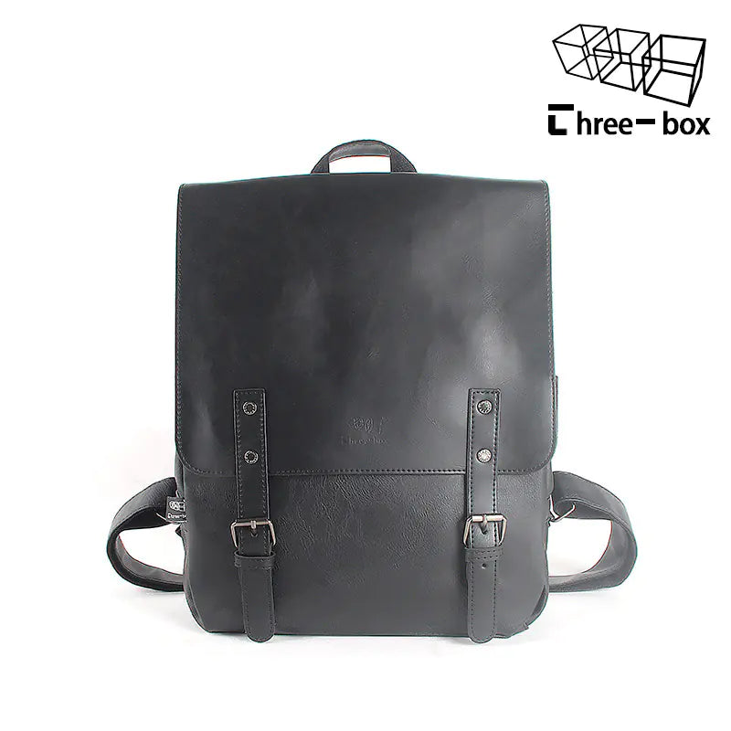 Simple Vintage PU Leather Large Capacity Backpack