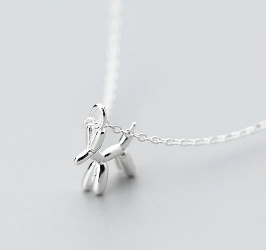 S925 Silver Dog Pendant Necklace - Cute Animal Design