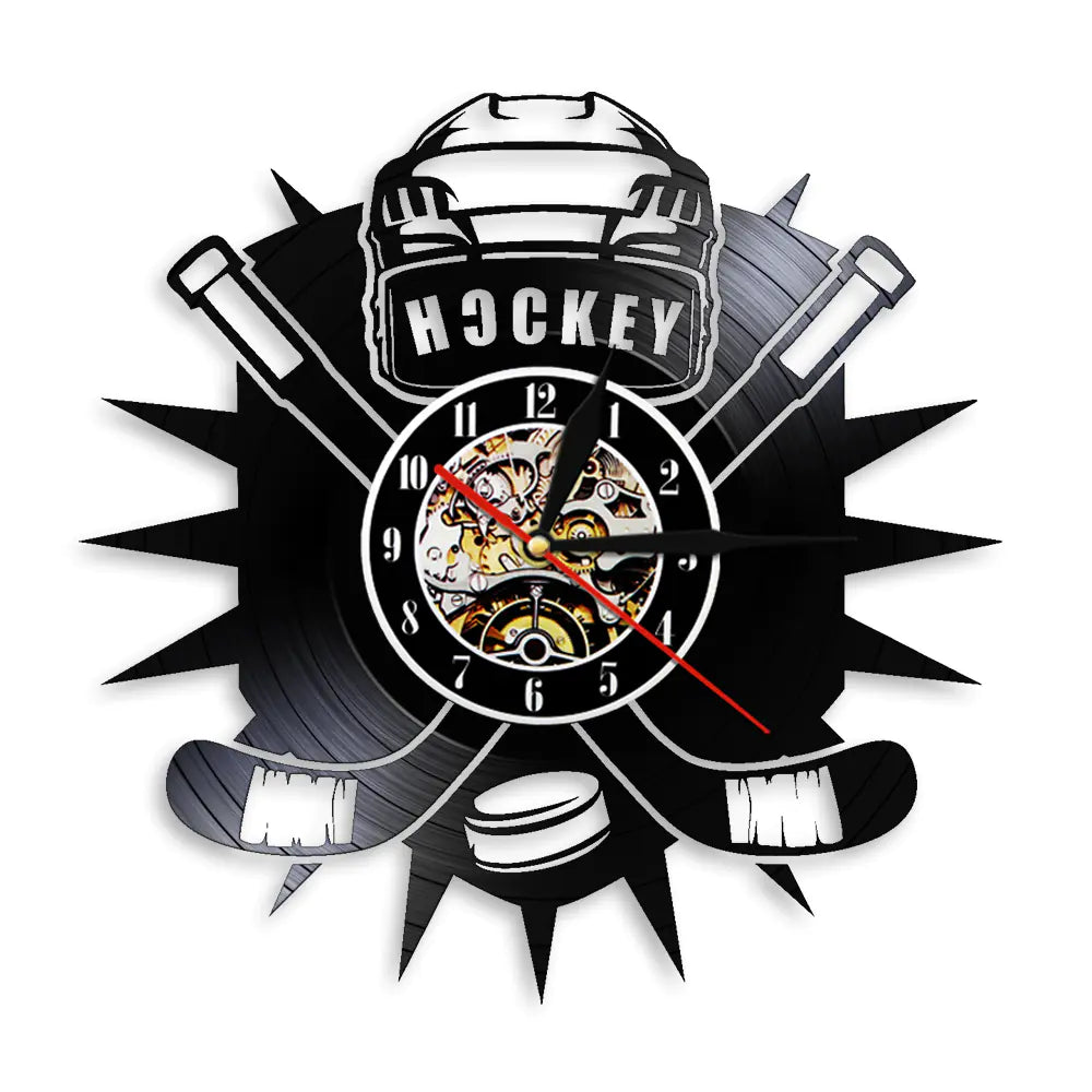 Hockey Sport Vinyl Record Wall Clock