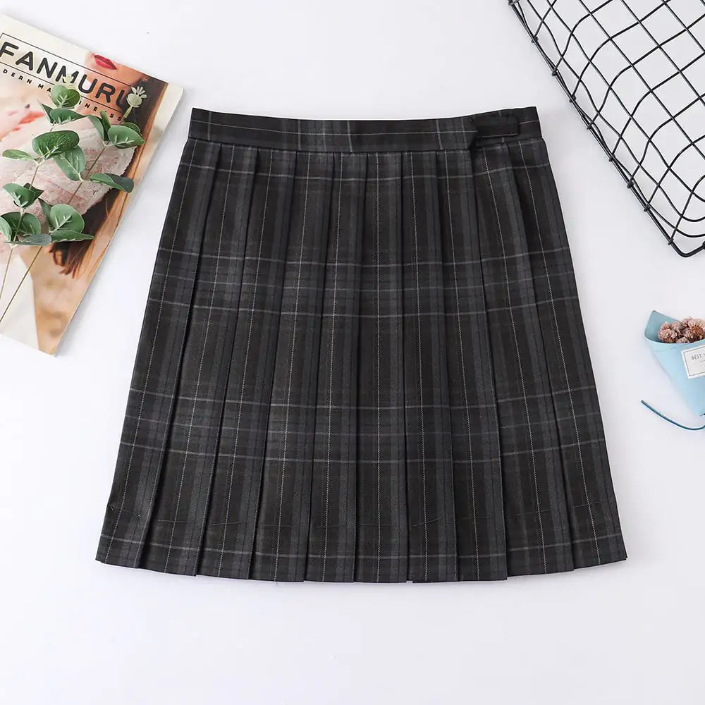 High Waist Plaid Pleated Skirt