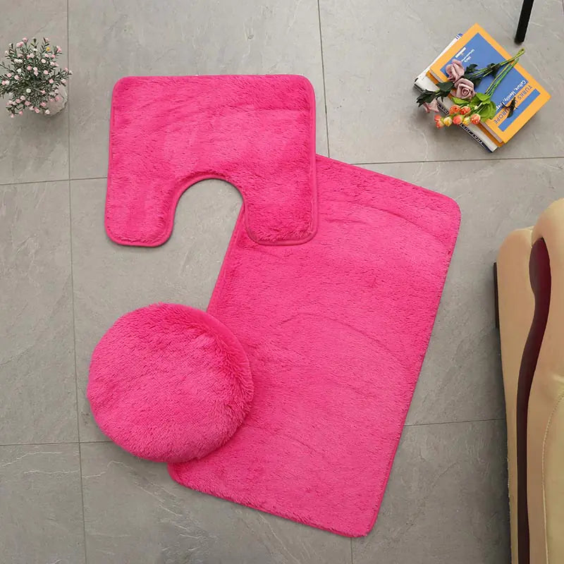 New Home Bathroom PV Velvet Toilet Seat Mat Set