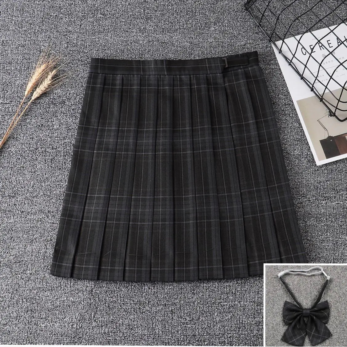 High Waist Plaid Pleated Skirt