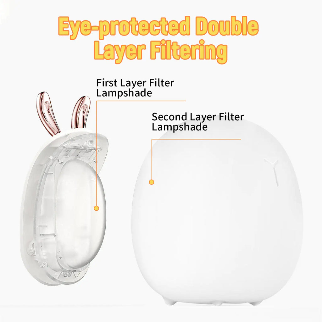 Cute Adjustable Touch-Activated Silicone Deer Rabbit Ears Night Light