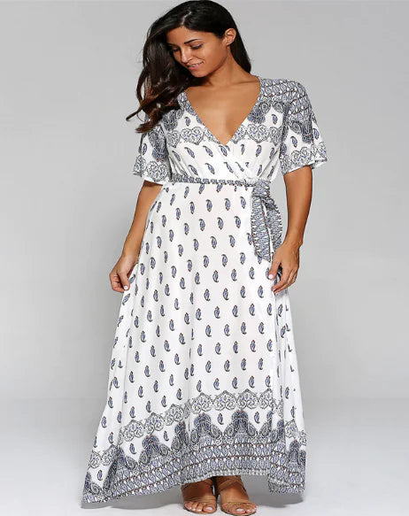 Bohemian Printed Maxi Dress for Beach Wear