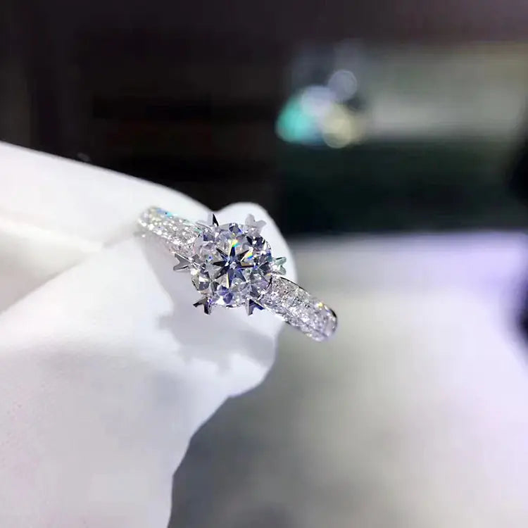 Crown Heart-Shaped Diamond Ring with Six Claws