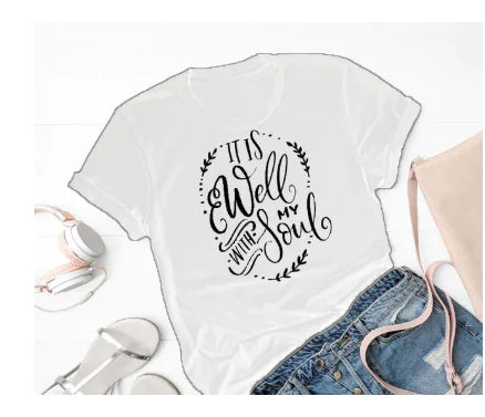 "It Is Well With My Soul Graphic Short Sleeve T-Shirt"