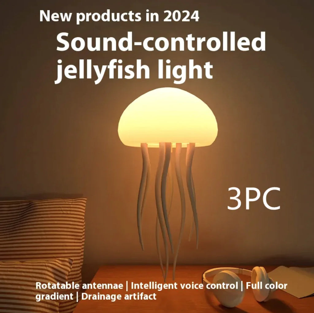 Portable Sound-Controlled LED Jellyfish Mood Night Lamp Light