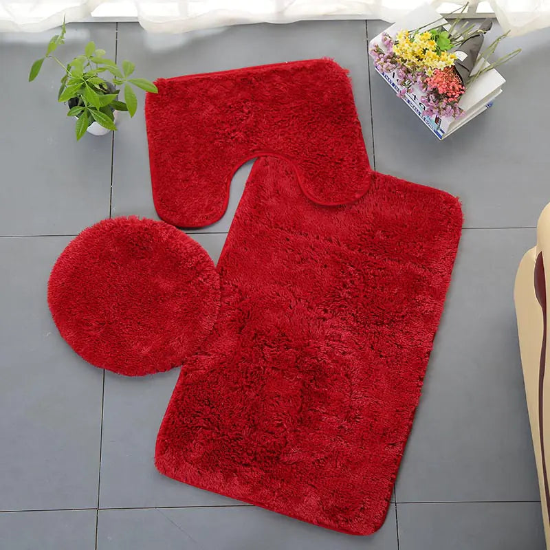 New Home Bathroom PV Velvet Toilet Seat Mat Set