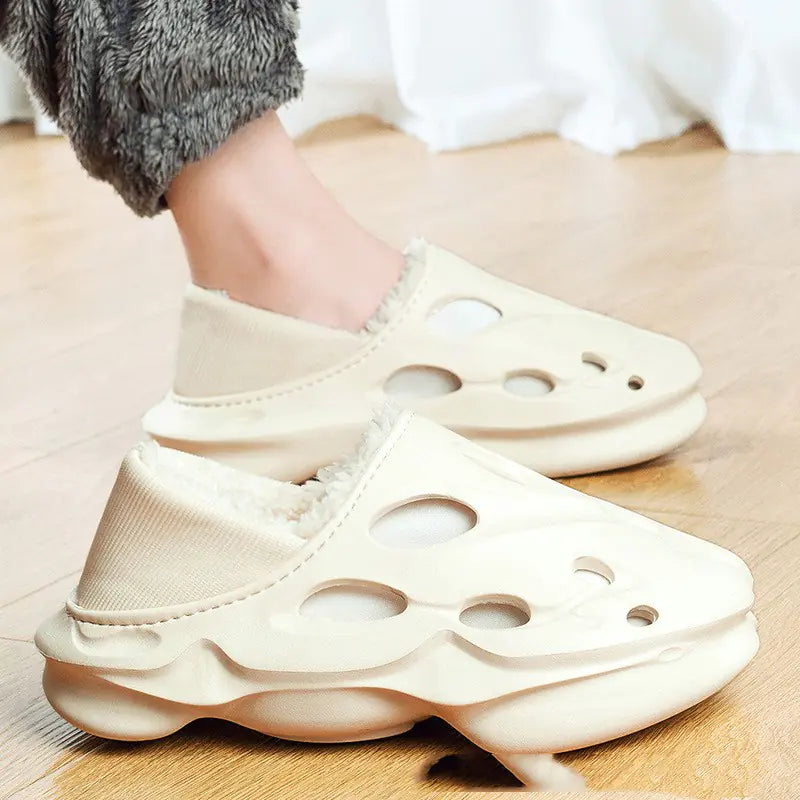 Outdoor Velvet Warm Cotton Synthetic Cover Plush Slide On Slides Shoes