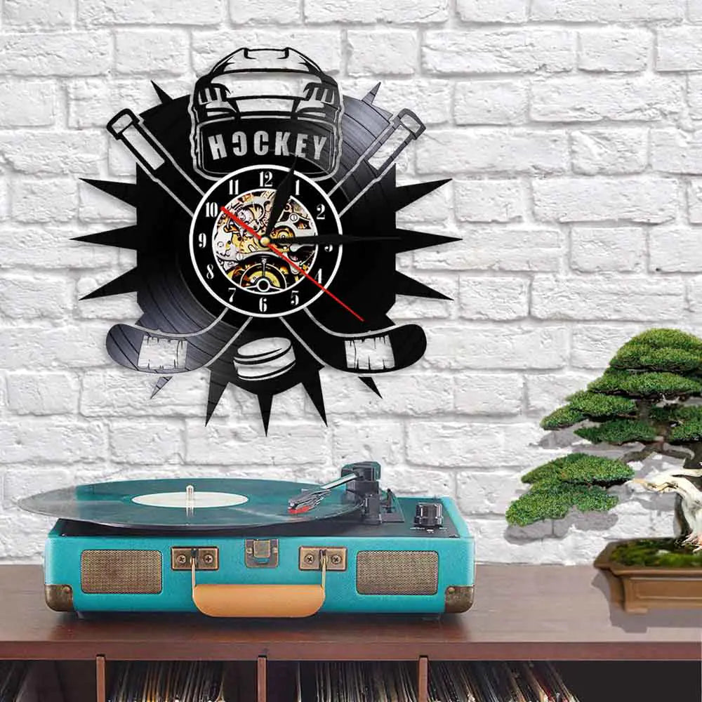 Hockey Sport Vinyl Record Wall Clock