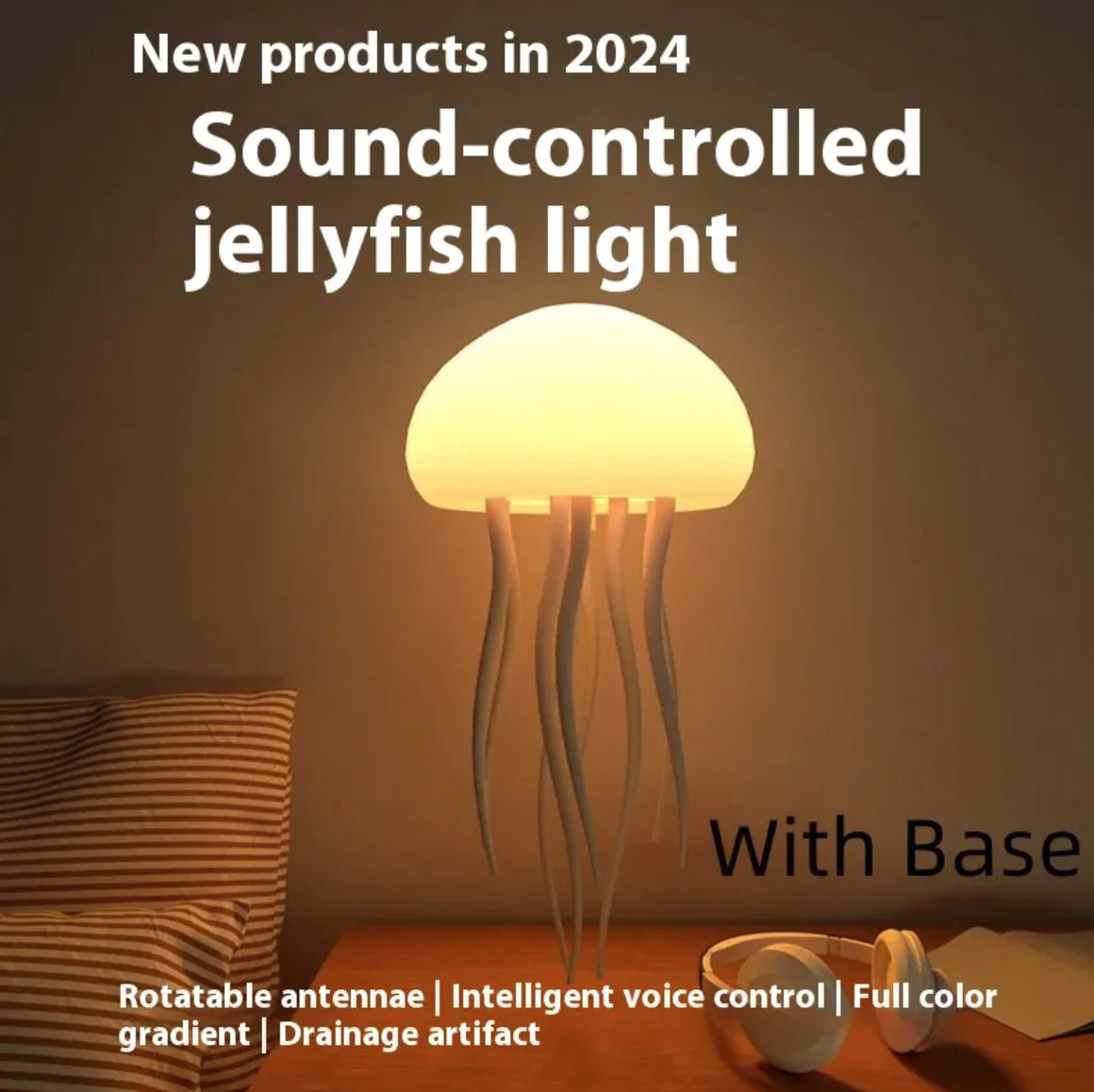 Portable Sound-Controlled LED Jellyfish Mood Night Lamp Light