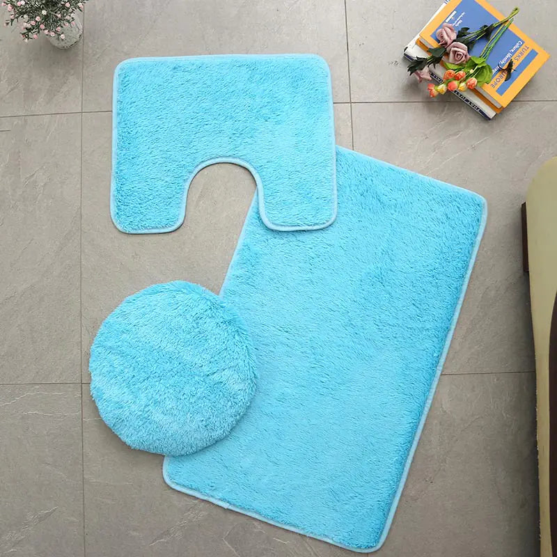 New Home Bathroom PV Velvet Toilet Seat Mat Set