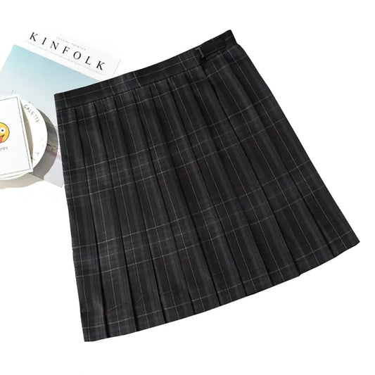 High Waist Plaid Pleated Skirt