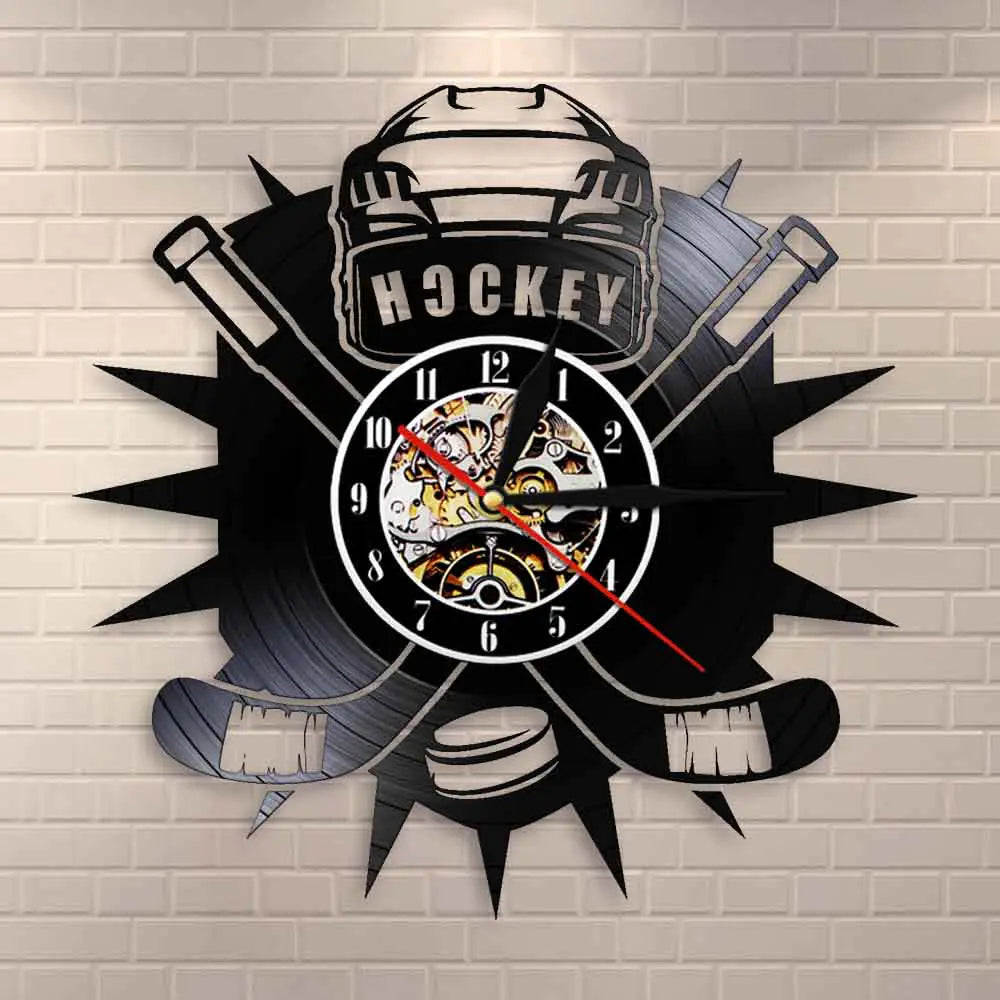 Hockey Sport Vinyl Record Wall Clock