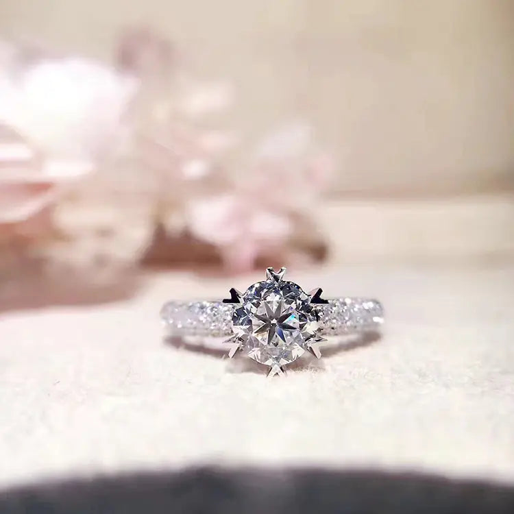 Crown Heart-Shaped Diamond Ring with Six Claws