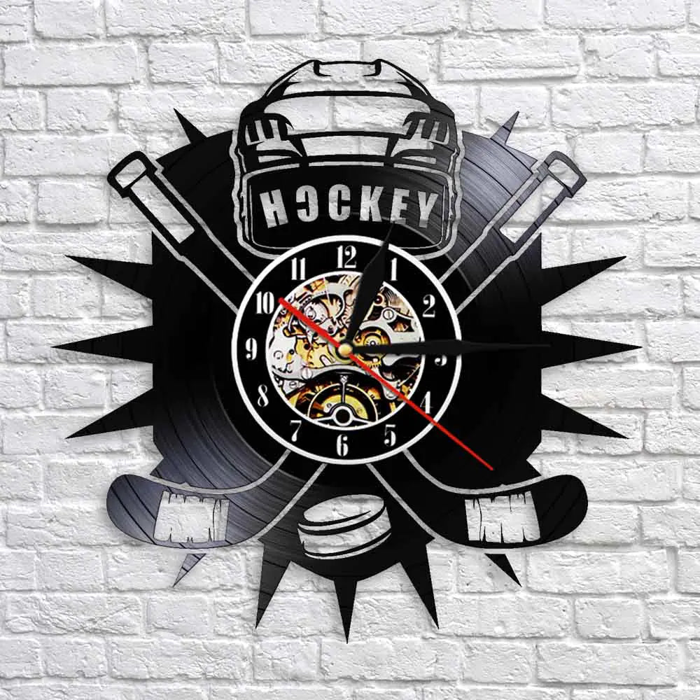 Hockey Sport Vinyl Record Wall Clock