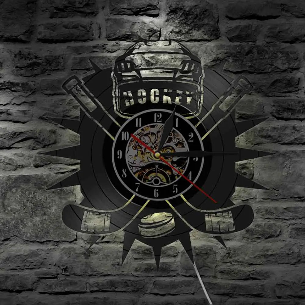 Hockey Sport Vinyl Record Wall Clock