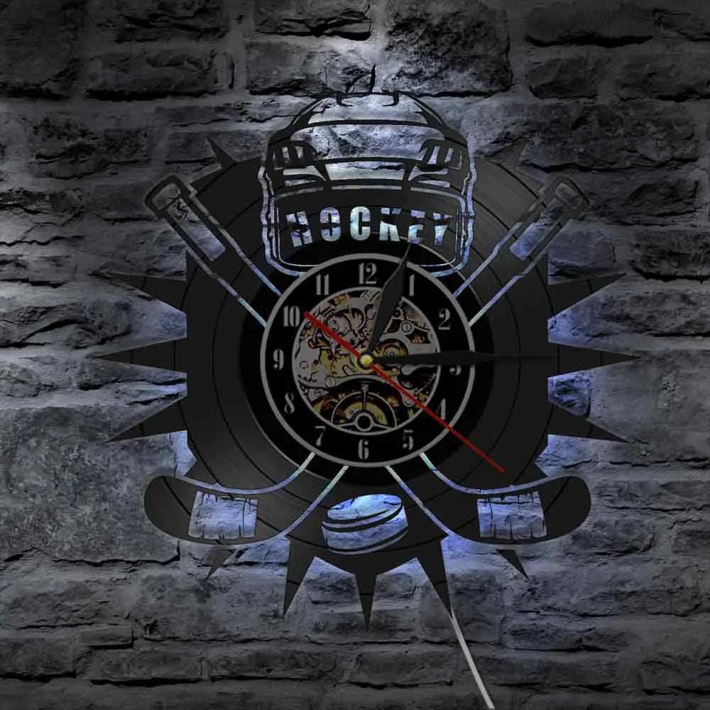 Hockey Sport Vinyl Record Wall Clock