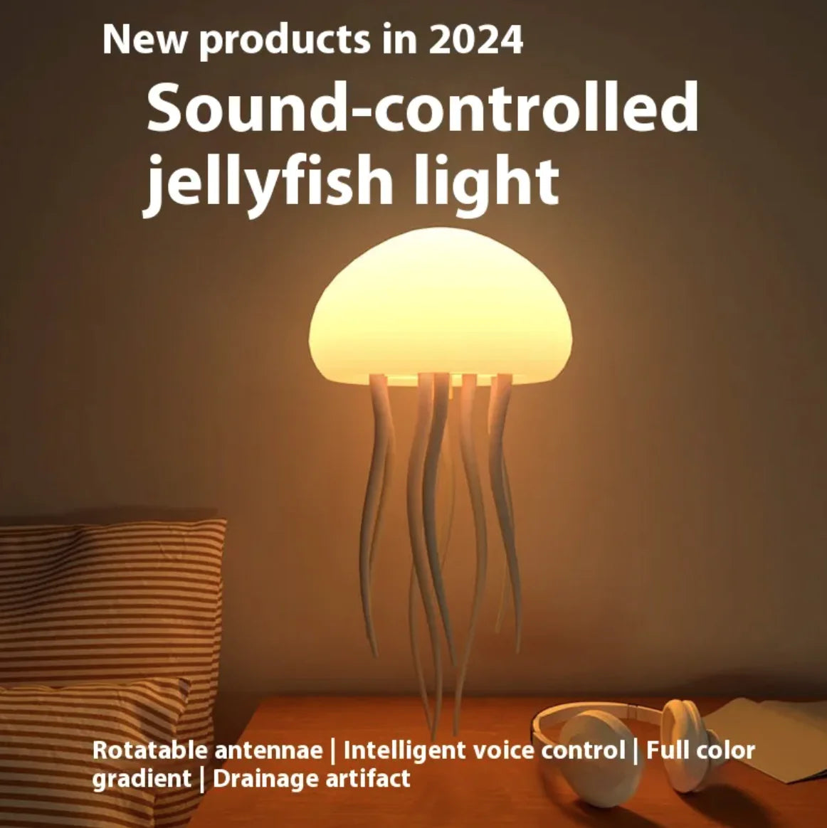 Portable Sound-Controlled LED Jellyfish Mood Night Lamp Light