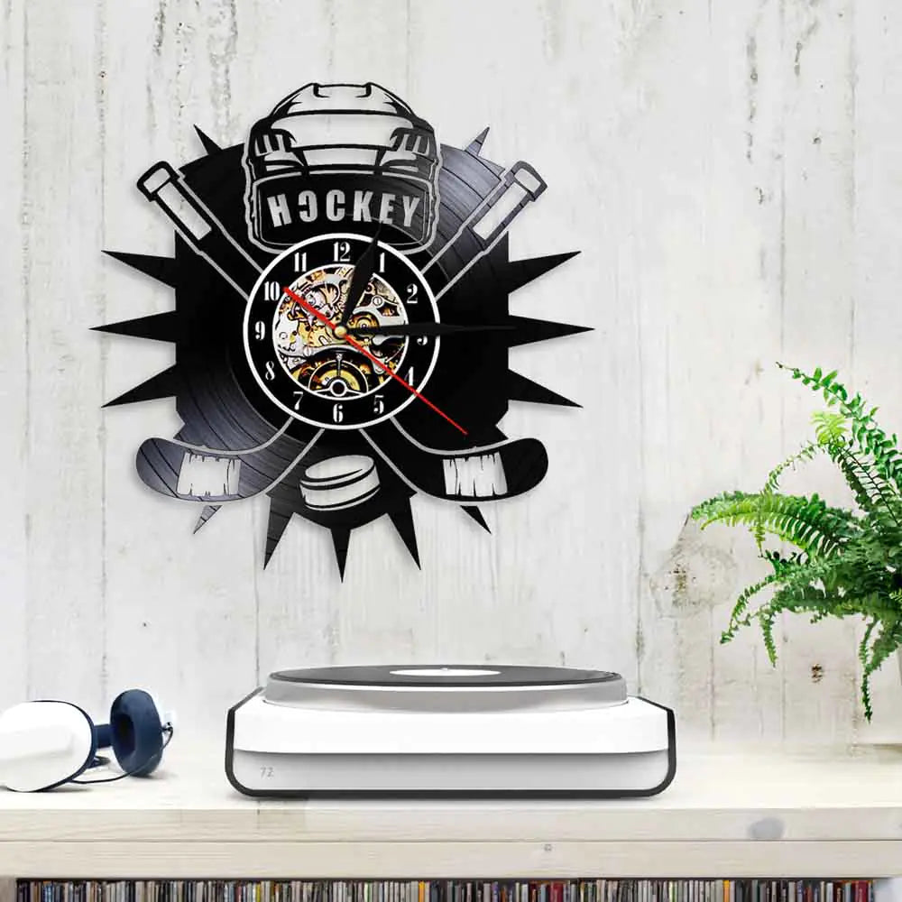 Hockey Sport Vinyl Record Wall Clock