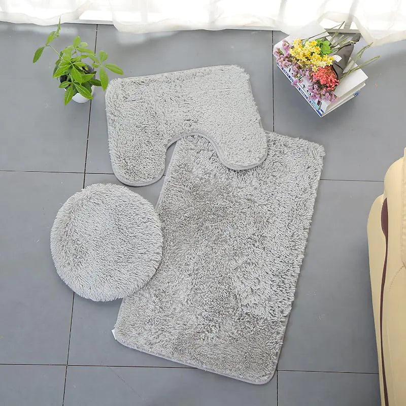 New Home Bathroom PV Velvet Toilet Seat Mat Set