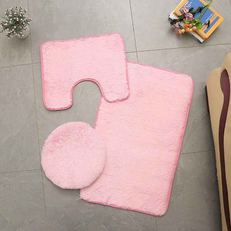 New Home Bathroom PV Velvet Toilet Seat Mat Set