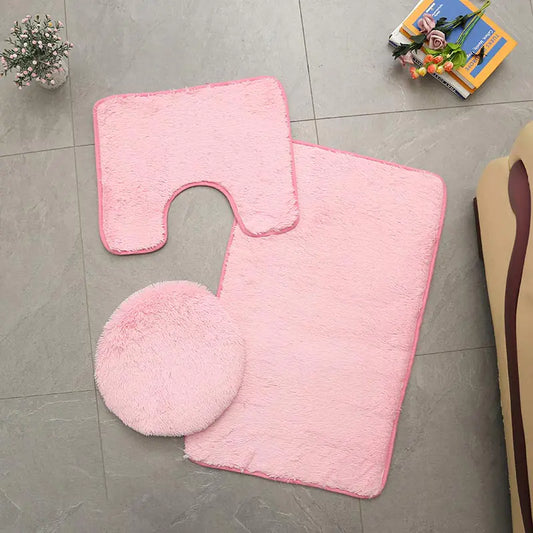 New Home Bathroom PV Velvet Toilet Seat Mat Set